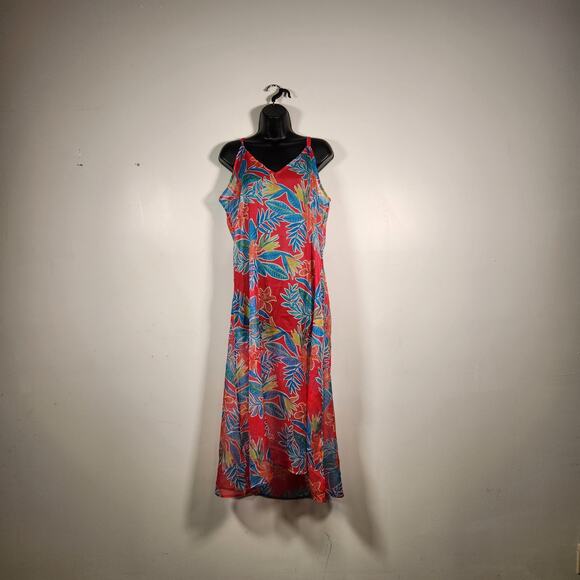 SUNSETS Tiger Lily Destination Dress Women S-M Tie Back Hi Low Sheer Maxi Floral - Picture 1 of 10